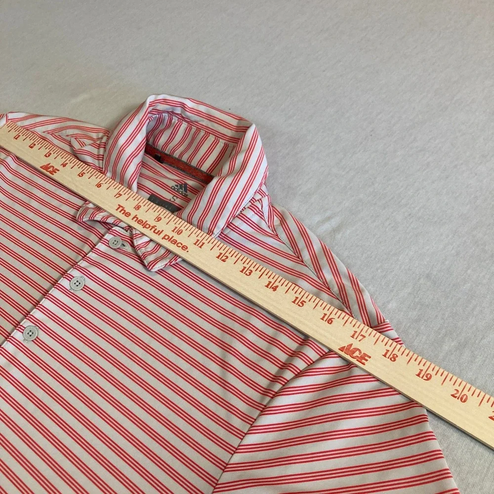 Adidas Golf Mens Small Red‎ White Striped Performance Polo Shirt CD3368